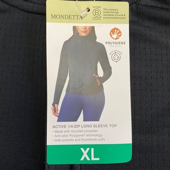 Mondetta Ladies' Quarter-Zip Pullover, Zippered Pockets, Black, X-Large NWT - Picture 5 of 16